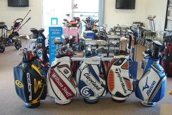 Image of Golf Bags and Equipment Inside Forster Tuncurry Golf Driving Range and Water Golf Shop
